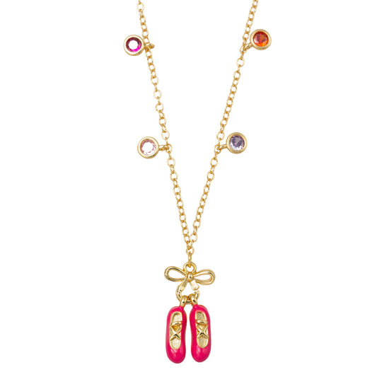 18K Gold Plated Chain Necklace with Ballet Slippers