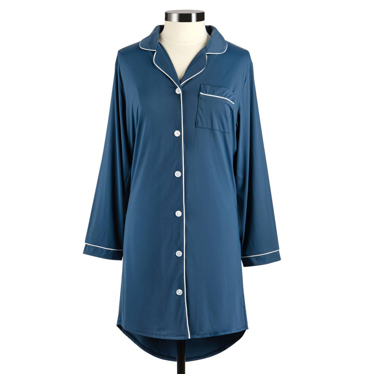 Large Long Sleeve Navy Cooling Night Shirt