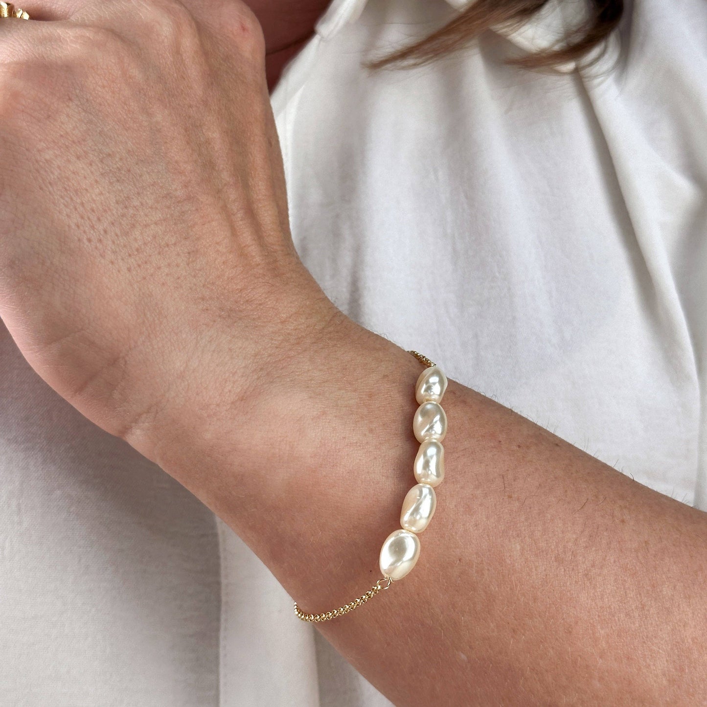 18k Gold Filled Baroque Pearls Bracelet