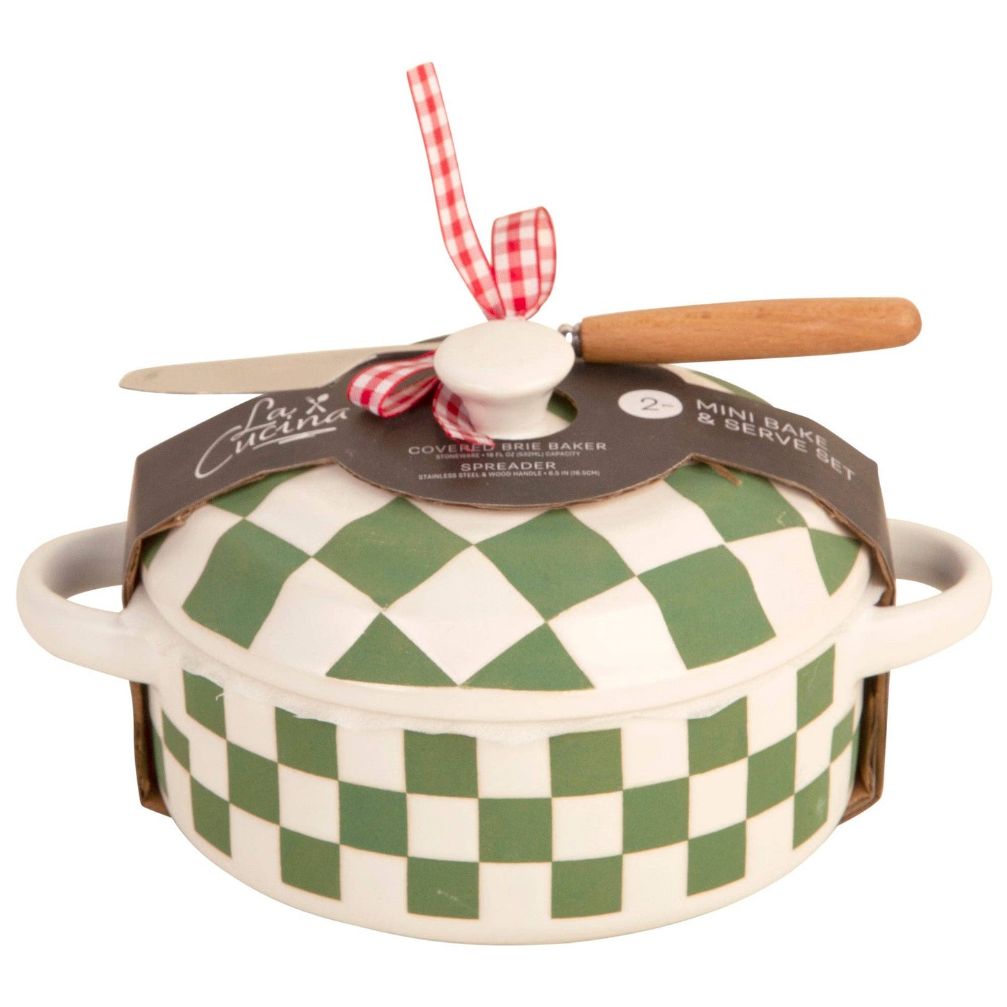 Covered Brie Baker with Spreader - Green