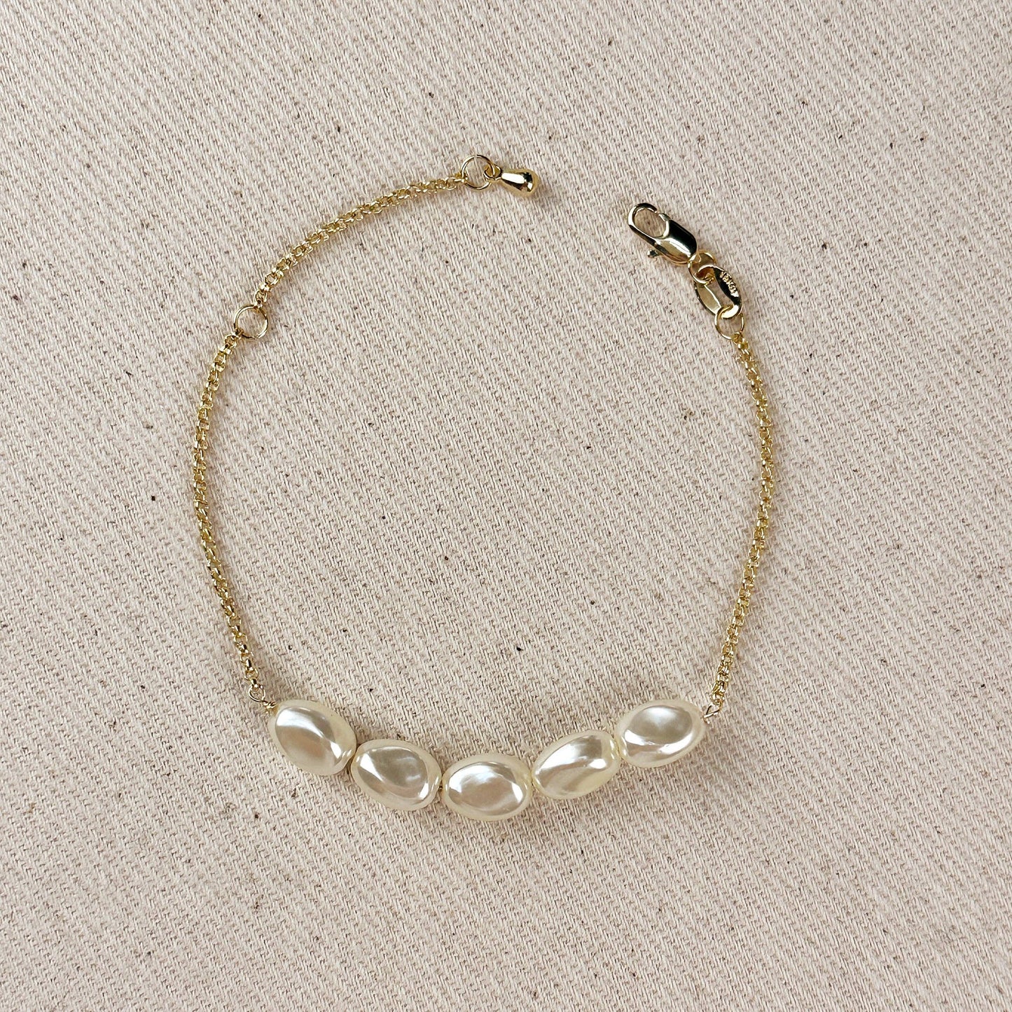 18k Gold Filled Baroque Pearls Bracelet