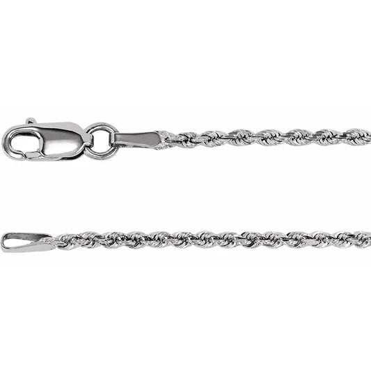 Sterling Silver 1.6mm Diamond-Cut Rope Chain Necklace