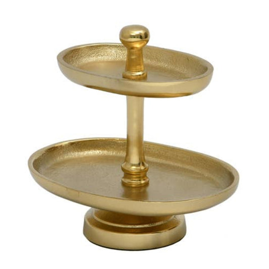 Textured Gold 2-Tier Stand/Jewelry Holder