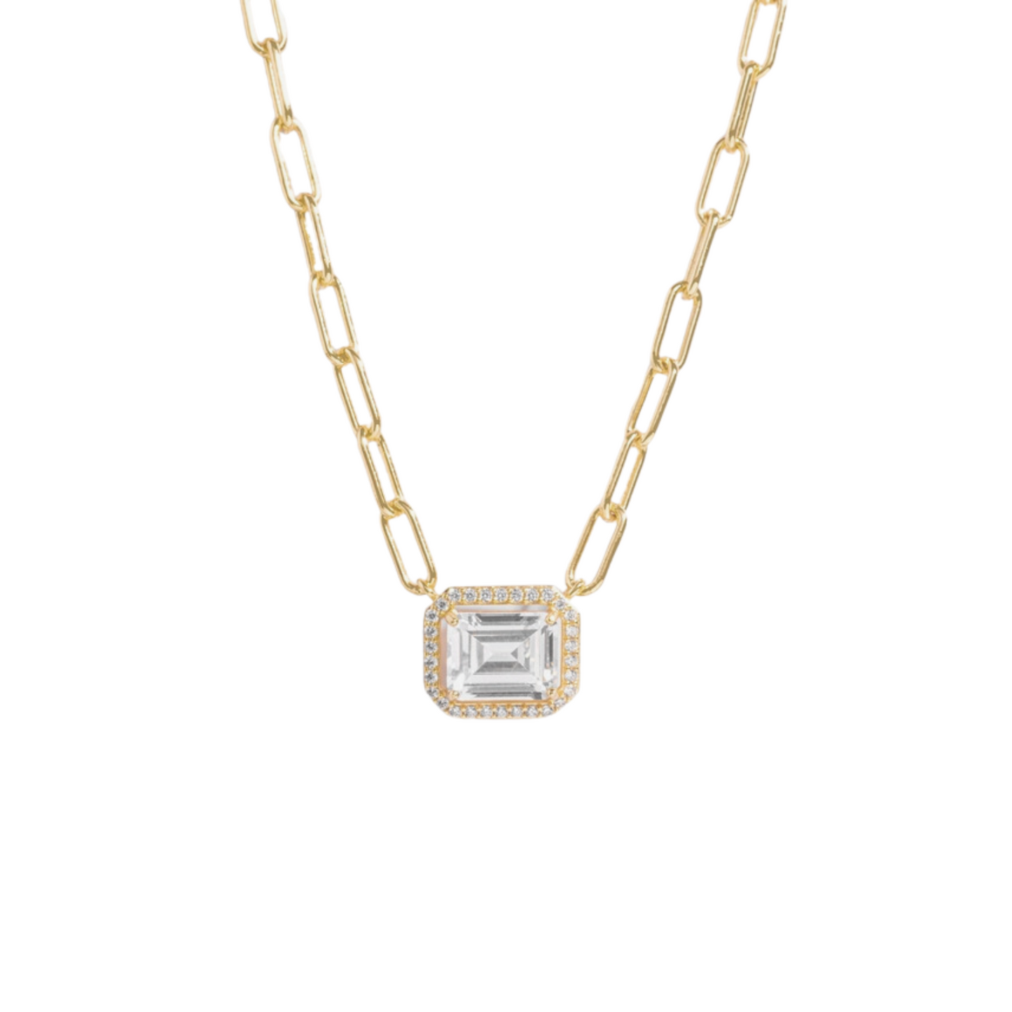 Paperclip Baguette Pendant Necklace