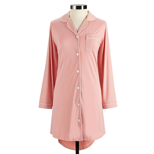 Small Long Sleeve Coral Cooling Night Shirt