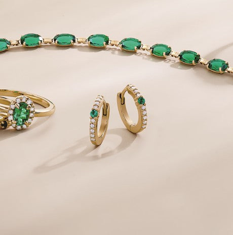Emerald and Diamond Hoop Earrings