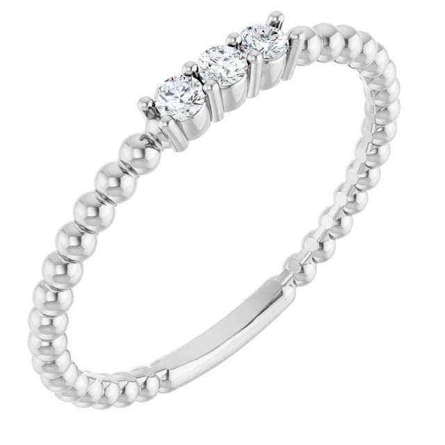 Diamond Beaded Stackable Ring