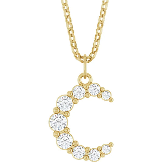 Lab-Grown Diamond Crescent Moon Necklace