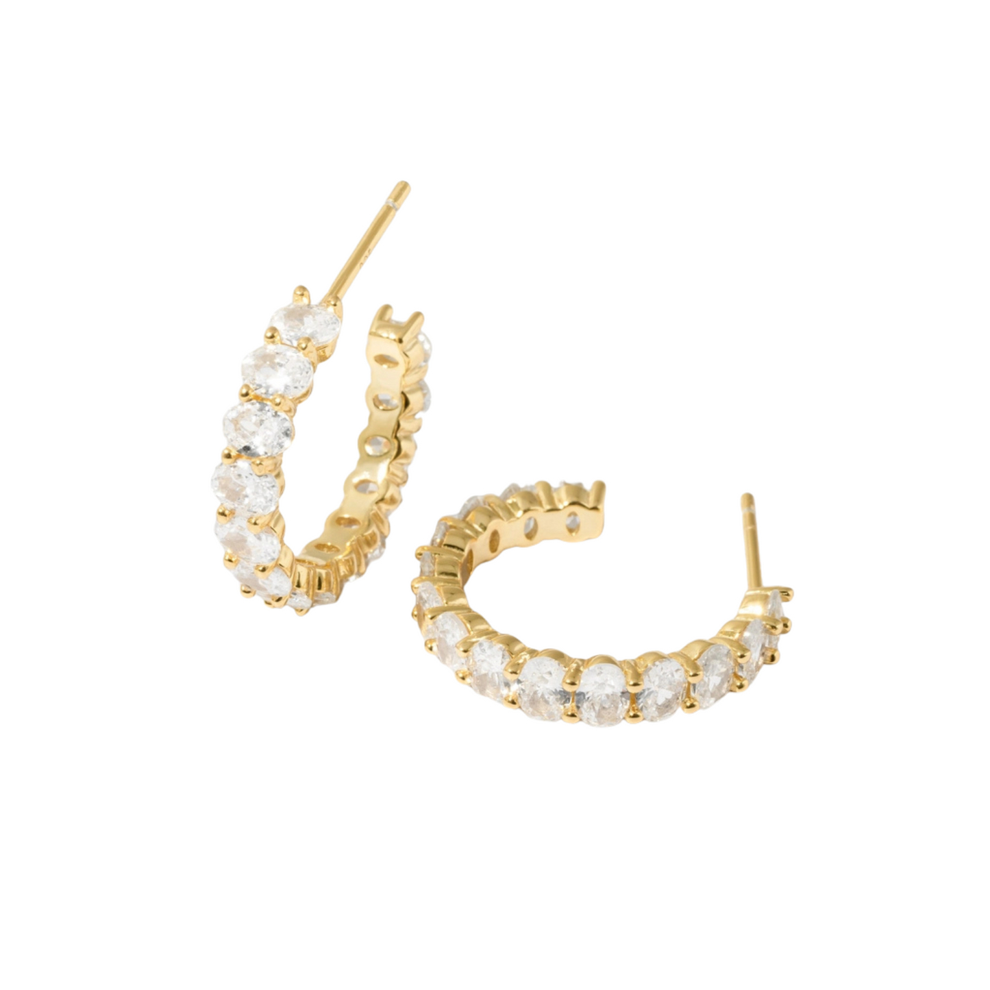 CZ Oval Hoop Earrings