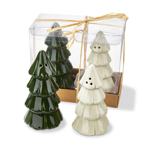 White & Green Ceramic Tree Salt Pepper Shaker  Set