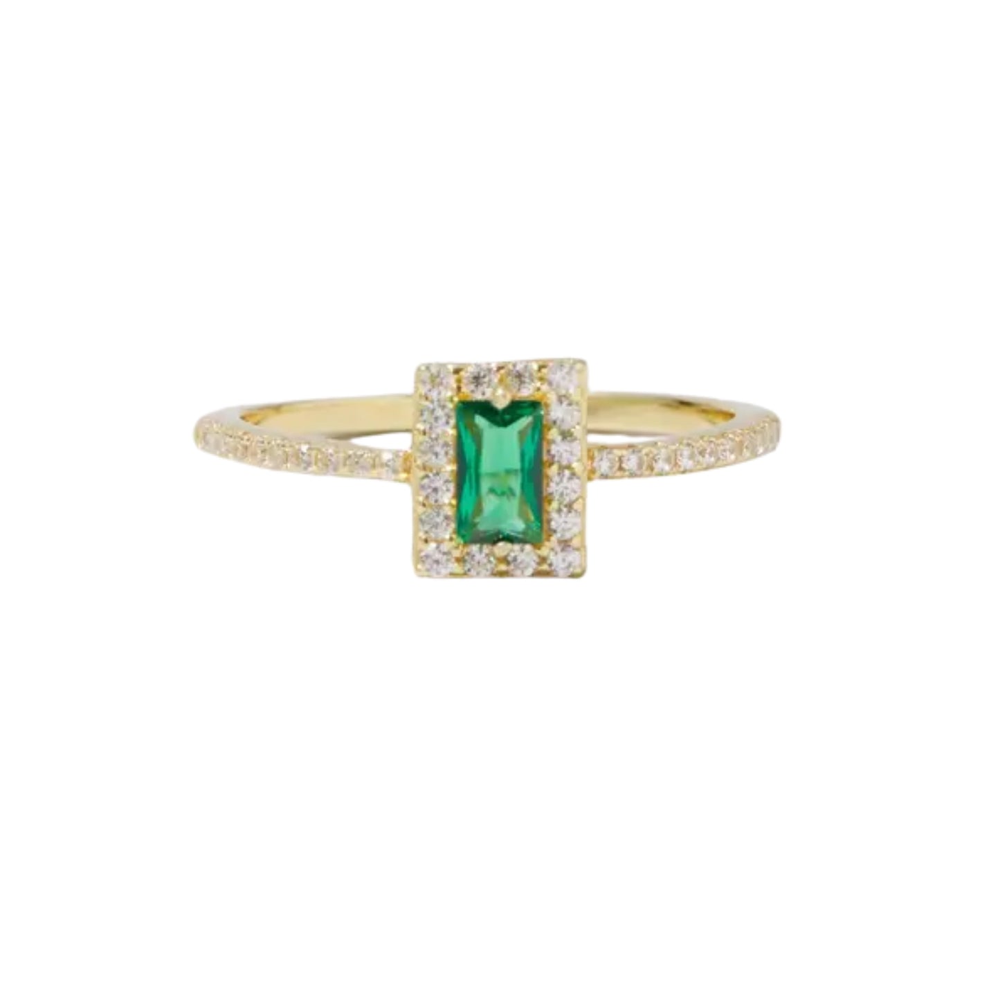 CZ Emerald Halo Ring
