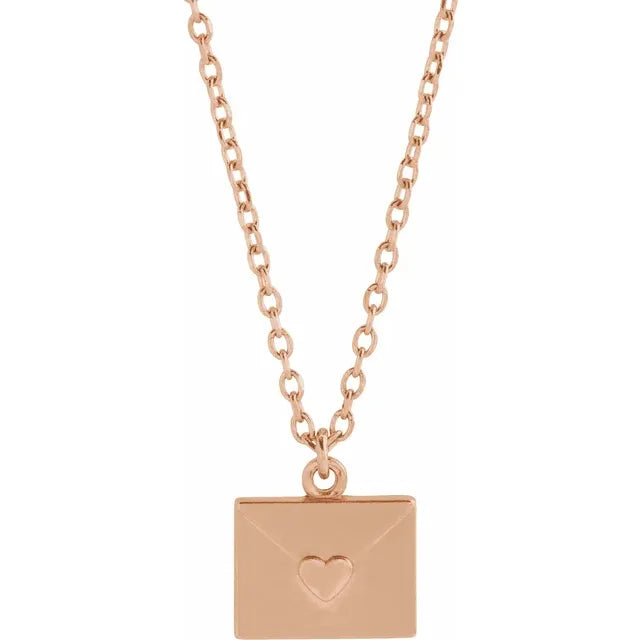 Petite Heart Envelope Necklace
