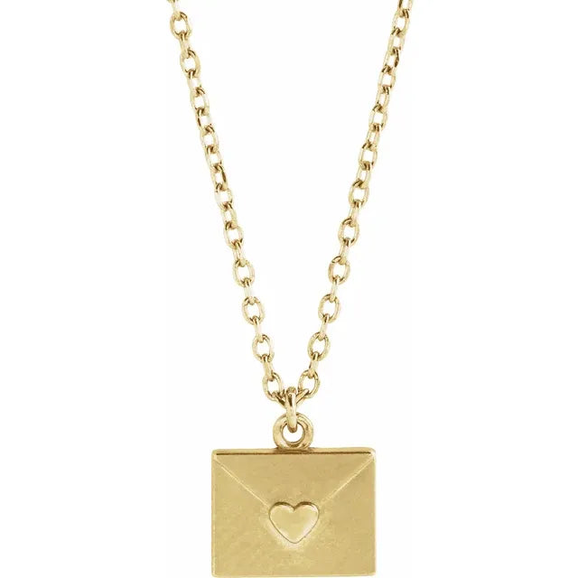 Petite Heart Envelope Necklace