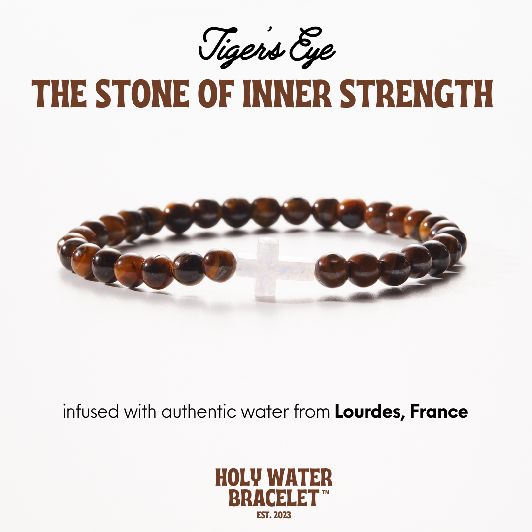 Holy Water Bracelet - Men's Gemstone Cross
