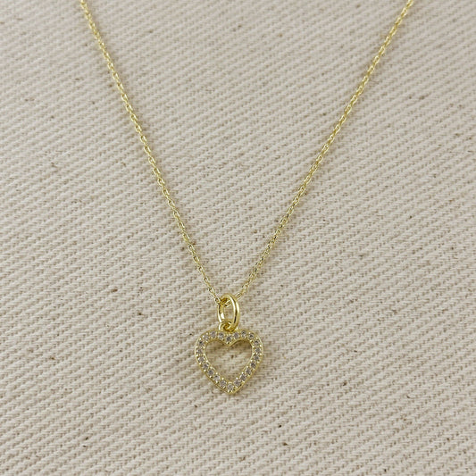 18k Gold Filled CZ Heart Necklace