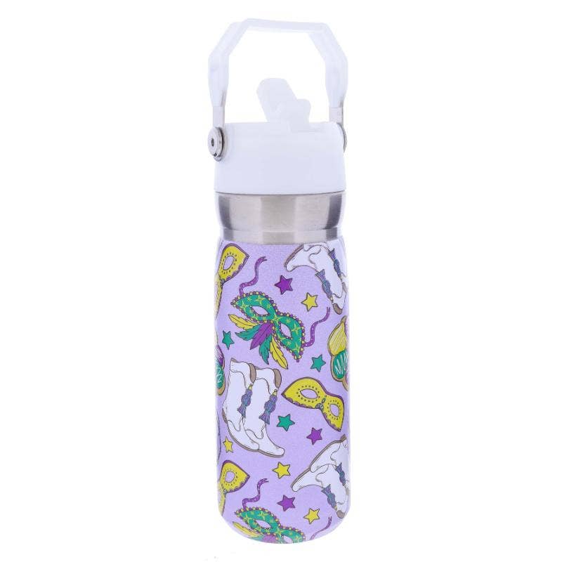 Mardi Gras 22 Oz. Water Bottle With Straw Cap