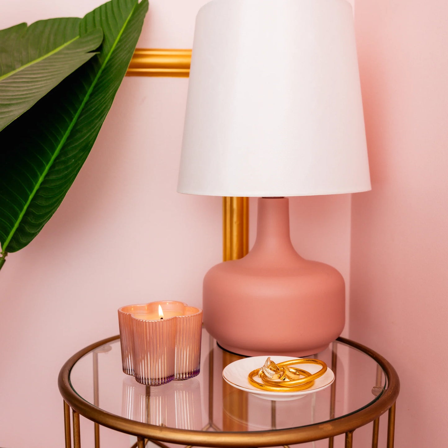 Sweet Grace Collection Candle - Pink Quatrefoil