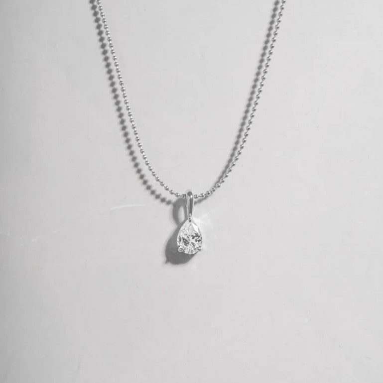 CZ Pear Pendant Necklace