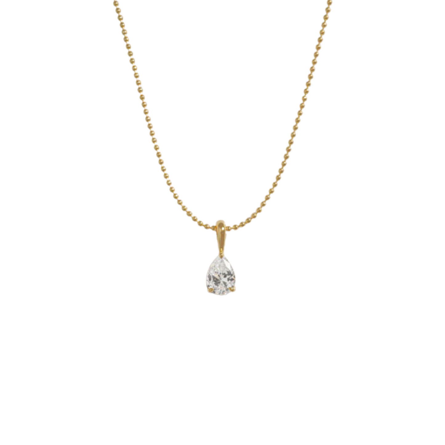 CZ Pear Pendant Necklace