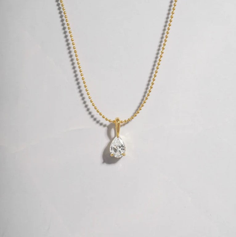 CZ Pear Pendant Necklace
