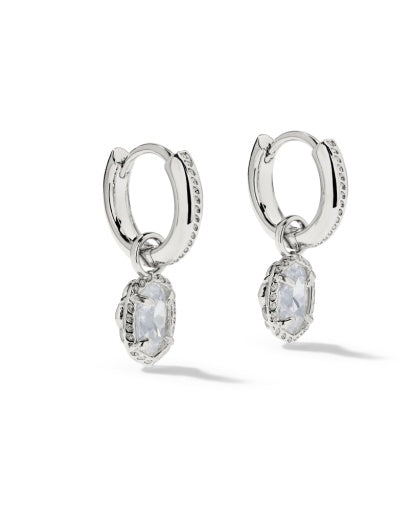 MINI ELLIE LUXE HUGGIE EARRINGS SILVER WHITE CZ