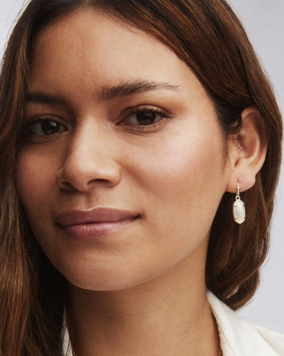 LEE DROP EARRINGS GOLD WHITE OPAL