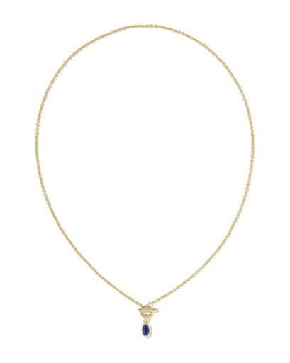 MINI ELISA TOGGLE SHORT PENDANT NECKLACE GOLD BLUE LAPIS