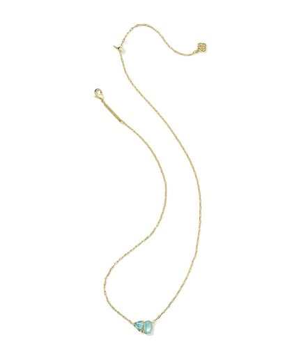 TATUM SHORT PENDANT NECKLACE GOLD BLUE MIX