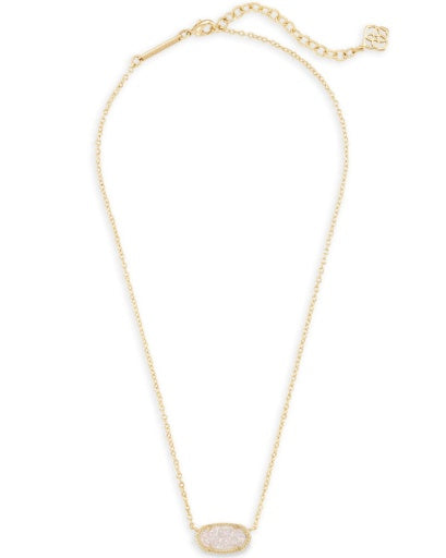ELISA SHORT PENDANT NECKLACE GOLD IRIDESCENT DRUSY