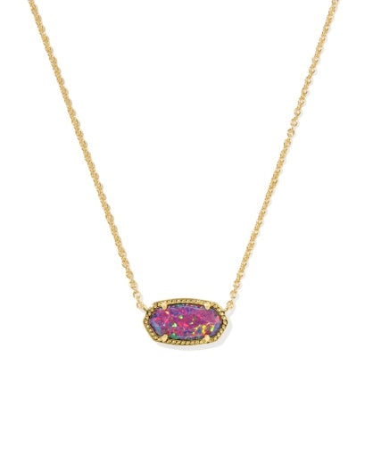 ELISA PENDANT NECKLACE GOLD DARK LAVENDER KYOCERA OPAL
