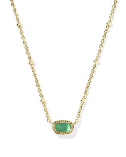 MINI ELISA SATELLITE SHORT PENDANT NECKLACE GOLD EMERALD CAT'S EYE GLASS
