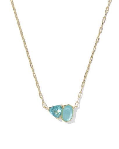 TATUM SHORT PENDANT NECKLACE GOLD BLUE MIX