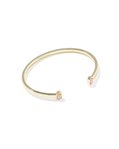 MINI ELTON CUFF BRACELET GOLD LIGHT PINK LAB GROWN OPAL S/M