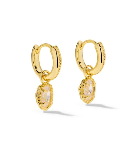 MINI ELLIE LUXE HUGGIE EARRINGS GOLD WHITE CZ