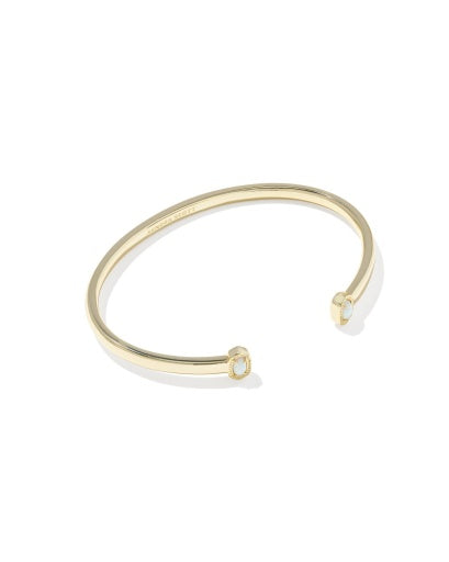 MINI ELTON CUFF BRACELET GOLD BRIGHT WHITE LAB GROWN OPAL S/M