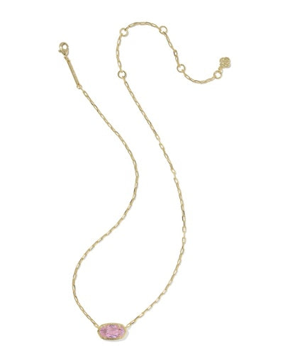 ELISA LUXE SHORT PENDANT NECKLACE GOLD LIGHT PINK CZ