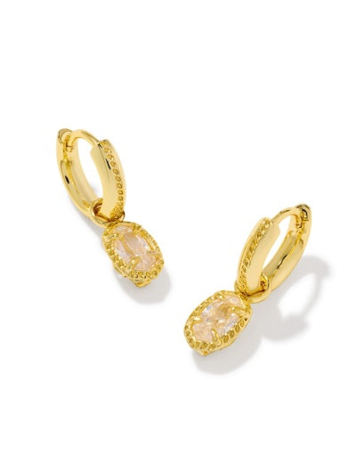 MINI ELLIE LUXE HUGGIE EARRINGS GOLD WHITE CZ