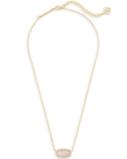ELISA SHORT PENDANT NECKLACE GOLD ROSE QUARTZ