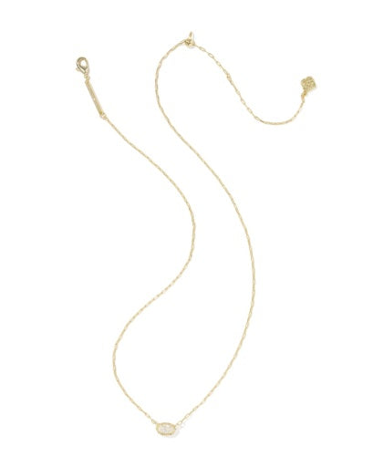 MINI ELISA LUXE SHORT PENDANT NECKLACE GOLD WHITE CZ