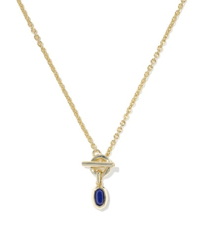 MINI ELISA TOGGLE SHORT PENDANT NECKLACE GOLD BLUE LAPIS