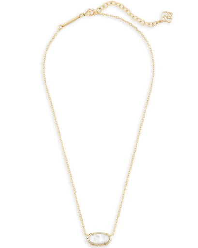 ELISA SHORT PENDANT NECKLACE GOLD IVORY MOTHER OF PEARL