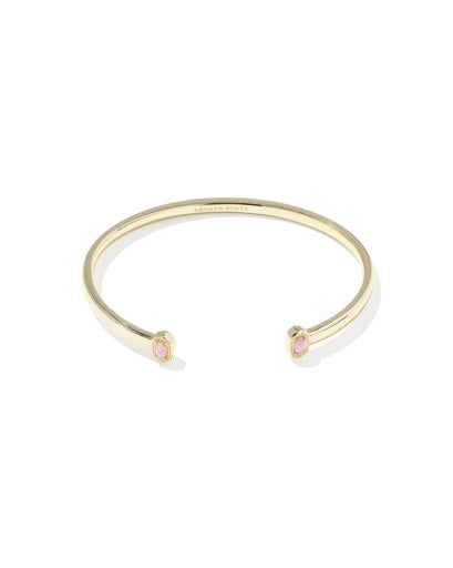 MINI ELTON CUFF BRACELET GOLD LIGHT PINK LAB GROWN OPAL S/M