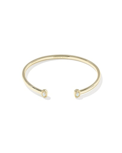 MINI ELTON CUFF BRACELET GOLD BRIGHT WHITE LAB GROWN OPAL S/M