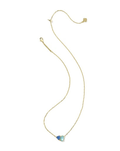 TATUM SHORT PENDANT NECKLACE GOLD LIGHT BLUE MIX