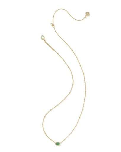 MINI ELISA SATELLITE SHORT PENDANT NECKLACE GOLD EMERALD CAT'S EYE GLASS