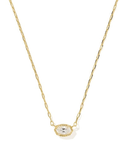 MINI ELISA LUXE SHORT PENDANT NECKLACE GOLD WHITE CZ