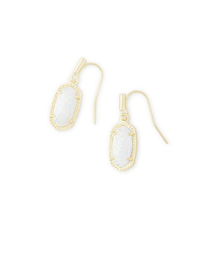 LEE DROP EARRINGS GOLD WHITE OPAL