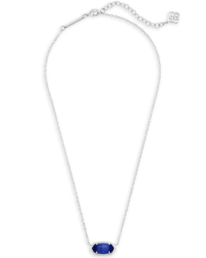 ELISA SHORT PENDANT NECKLACE SILVER COBALT CATS EYE