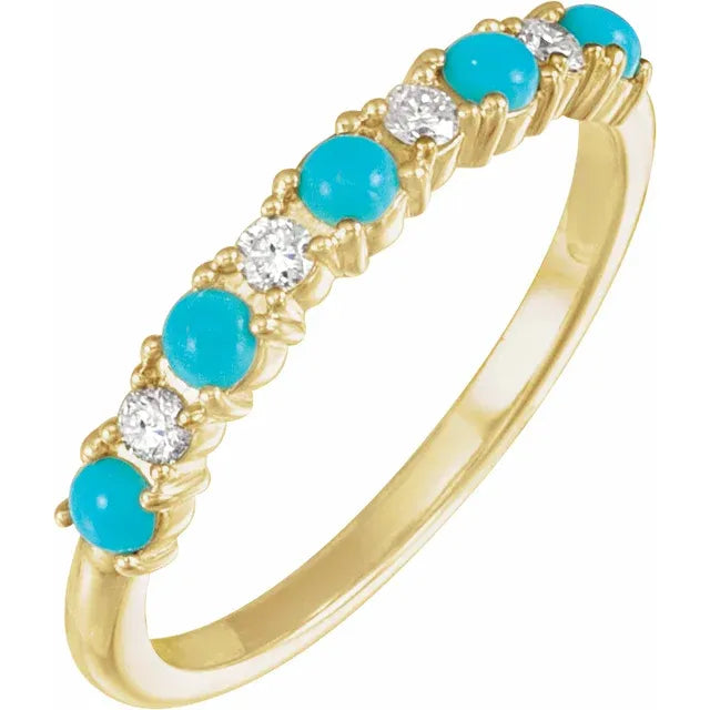 Natural Turquoise and Diamond Stackable Ring